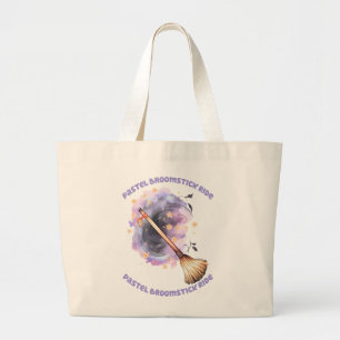 Pastel Broomstick Ride Grote Tote Bag