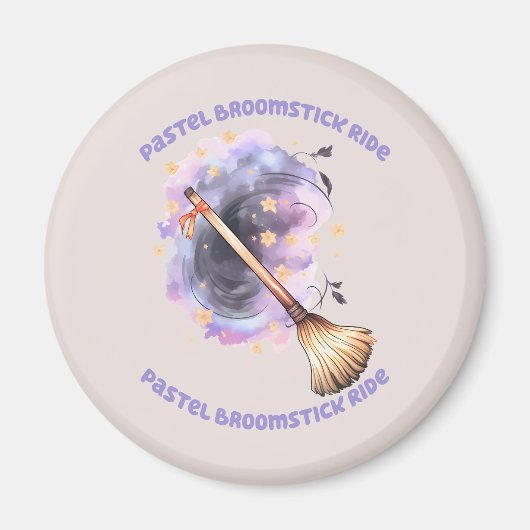 Pastel Broomstick Ride Magneet (Voorkant)