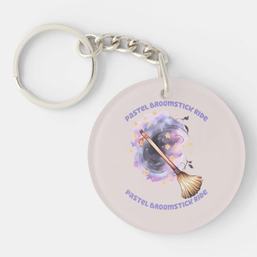 Pastel Broomstick Ride Sleutelhanger (Voorkant)