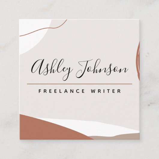 Pastel Brown  Calligrafie Bohemian Classy Vierkante Visitekaartje (Voorkant)