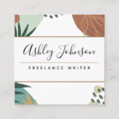 Pastel Brown Calligrafie Tropische klas Vierkante Visitekaartje (Voorkant)