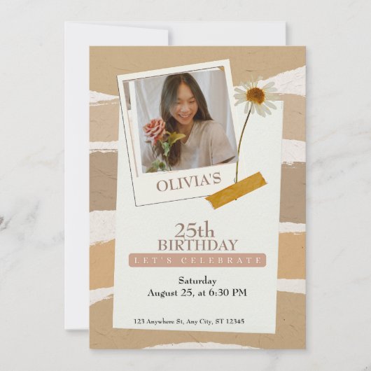 Pastel Brown esthetische verjaardag Kaart (Voorkant)