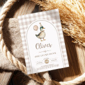 Pastel Brown One Lucky Duck Balloon 1st Birthday Kaart