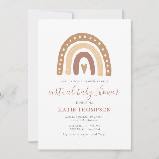 Pastel Brown Rainbow Gender onthulling Baby shower Kaart (Voorkant)