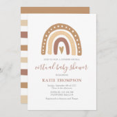 Pastel Brown Rainbow Gender onthulling Baby shower Kaart (Voorkant / Achterkant)