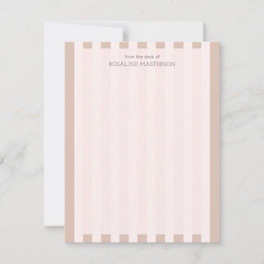Pastel Brown Stripes Elegant Monogram Notitiekaartje (Voorkant)