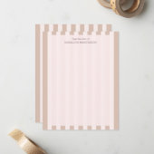 Pastel Brown Stripes Elegant Monogram Notitiekaartje (Voorkant / Achterkant in situ)