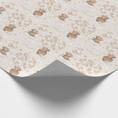 Pastel Brown Teddy Bear Hot Air Ballon Cloud Star Cadeaupapier (Hoek)