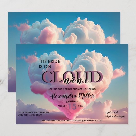 Pastel Bruidsuitnodiging Op Cloud Nine Kaart (Voorkant / Achterkant)