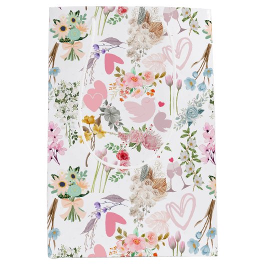 Pastel Bruiloft ornamenten patroon 02 Medium Cadeauzakje (Voorkant)