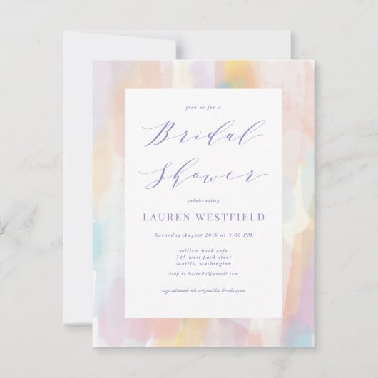 Pastel Bruiloftsfeest Watercolor Wash Uitnodiging (Voorkant)