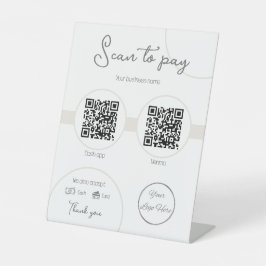 Pastel bruin 2 QR codes vrouwelijke scan te betale Reclamebord Met Voetstuk