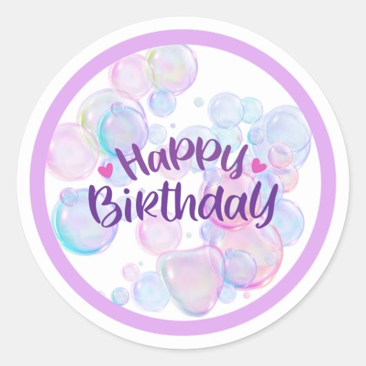 Pastel Bubble “Gelukkig Verjaardag” Sticker (Voorkant)