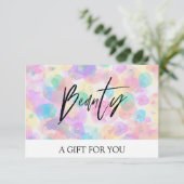 *~* Pastel Bubbles Trendy BEAUTY GIFT KAART (Staand voorkant)