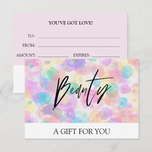 *~* Pastel Bubbles Trendy BEAUTY GIFT KAART (Voorkant / Achterkant)