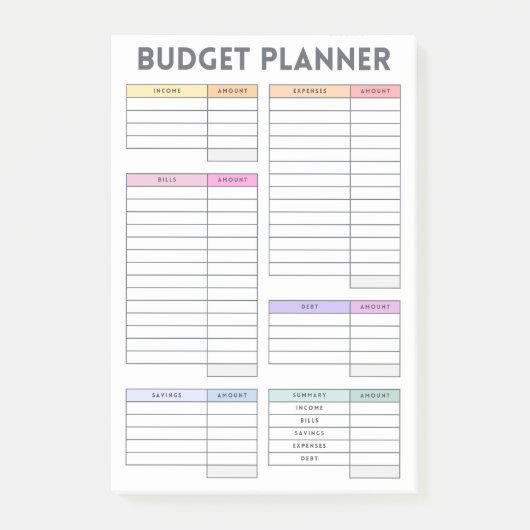 Pastel Budgetplanner Lay-out Post-it® Notes (Voorkant)