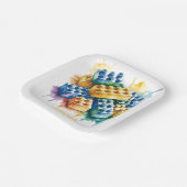 Pastel Building Block Splash Boy Birthday Party Papieren Bordje (Gebogen)