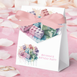 Pastel Building Block Splash Girl Verjaardagsfeest Bedankdoosjes