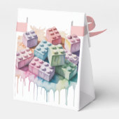 Pastel Building Block Splash Girl Verjaardagsfeest Bedankdoosjes (Achterkant)