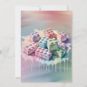 Pastel Building Block Splash Girl Verjaardagsfeest Kaart (Achterkant)