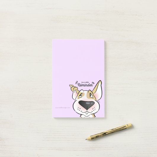 Pastel Bull Terrier cartoon sticky notes (Op bureau)