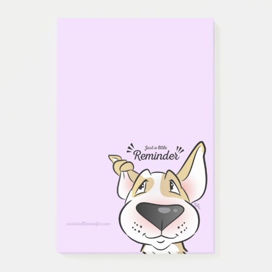 Pastel Bull Terrier cartoon sticky notes (Voorkant)