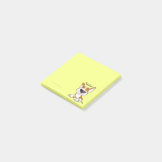Pastel Bull Terrier cartoon sticky notes (Schuin)