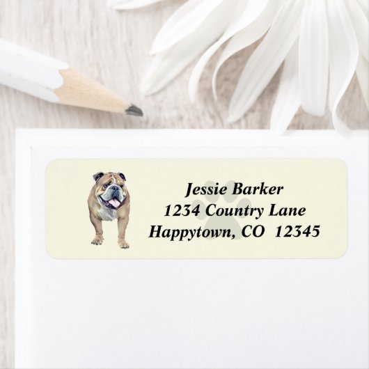 Pastel Bulldog retour adres label (Insitu)