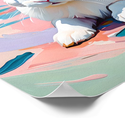Pastel Bunny Bliss – Abstract wit konijn Poster (Hoek)