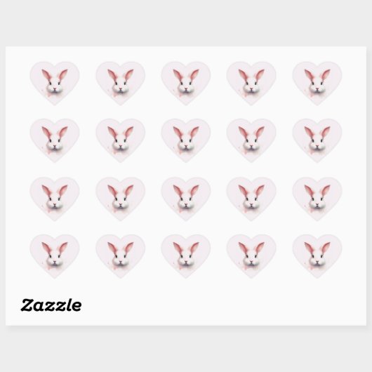Pastel Bunny Bliss - Hartvormige Sticker (Vel)