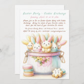 Pastel Bunny Cookie Exchange Uitnodiging (Voorkant / Achterkant)