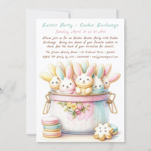 Pastel Bunny Cookie Exchange Uitnodiging