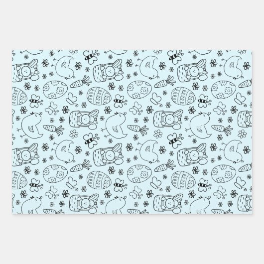 Pastel Bunny & Egg Easter Soft set van 3 Inpakpapier Vel (Voorkant 3)