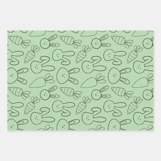 Pastel Bunny & Egg Easter Soft set van 3 Inpakpapier Vel (Voorkant 2)