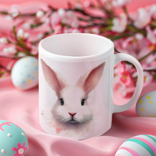 Pastel Bunny Face Mok: Schattige & Gezellig Roze O Koffiemok