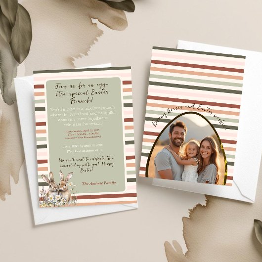 Pastel Bunny Familie Pasen Wijze Foto Kaart