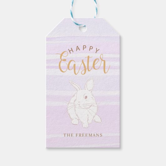 Pastel Bunny Happy Easter Gift Label – Aangepaste  Cadeaulabel (Voorkant)