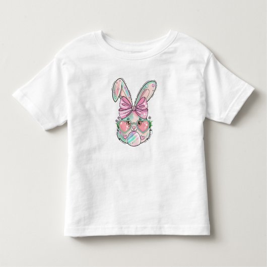 Pastel Bunny met Hartbril Kinder Shirts (Voorkant)
