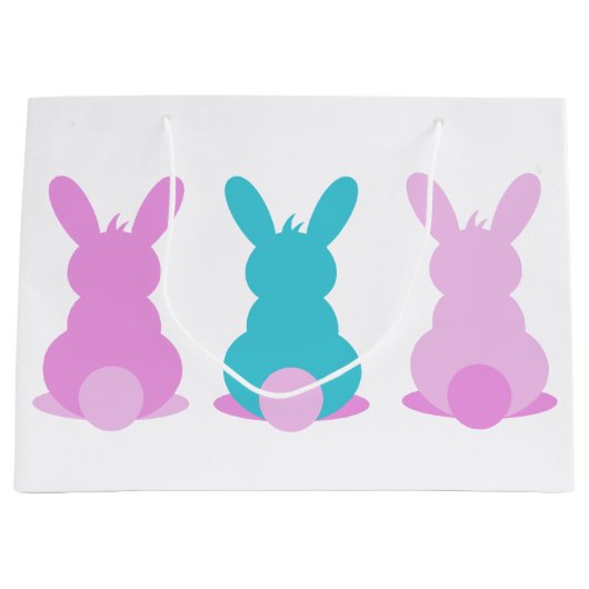  pastel bunny paascadeau tas met naam large cadeautasje (Voorkant)
