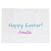  pastel bunny paascadeau tas met naam large cadeautasje (Achterkant)