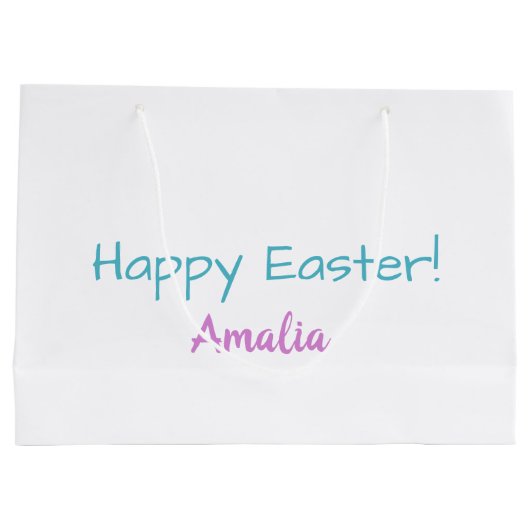  pastel bunny paascadeau tas met naam large cadeautasje (Achterkant)