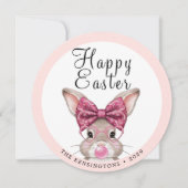 Pastel Bunny Pasen met Familienaam Patroon Feestdagenkaart (Voorkant)