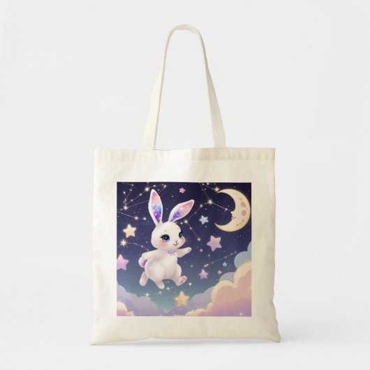 Pastel Bunny Tote Bag – Celestial Kawaii Rabbit (Voorkant)