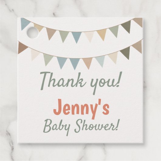 Pastel bunting baby shower bedankt bedankjes labels (Voorkant)