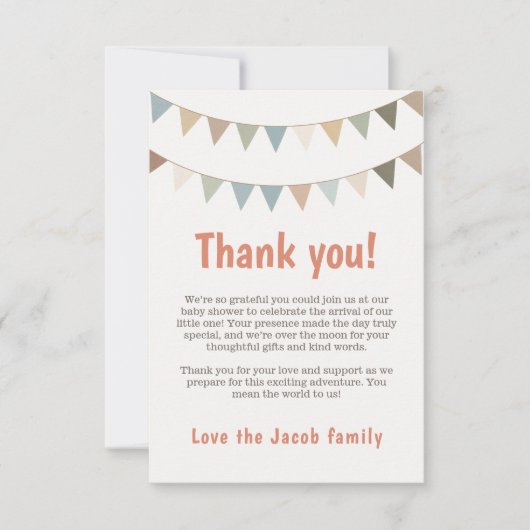 Pastel bunting bedankt voor het baby shower gasten (Voorkant)