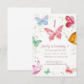  pastel butterflies baby kaart (Voorkant / Achterkant)