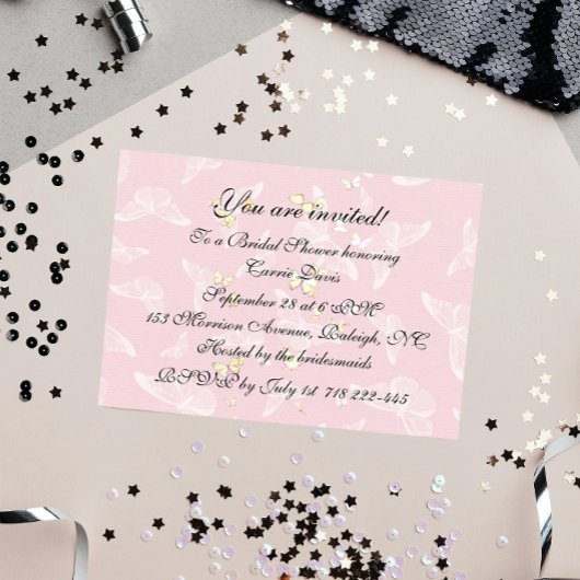 Pastel Butterflies Bridal Shower Invitation Kaart