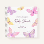 Pastel Butterflies Elegant Baby shower Gastboek Notitieboek (Voorkant)