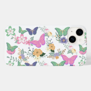 Pastel Butterflies Floral Hoesje-Mate iPhone 14 Case-Mate iPhone 14 Hoesje