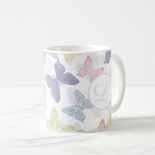 Pastel Butterflies Pattern 11 oz Classic Mok (Voorkant rechts)